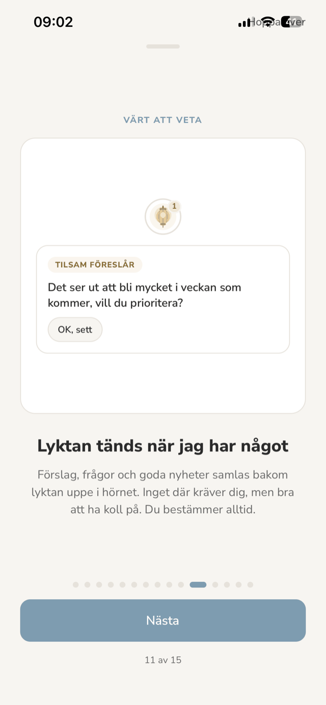 Skärmbild ur appen: Värt att veta, sådant familjen delar